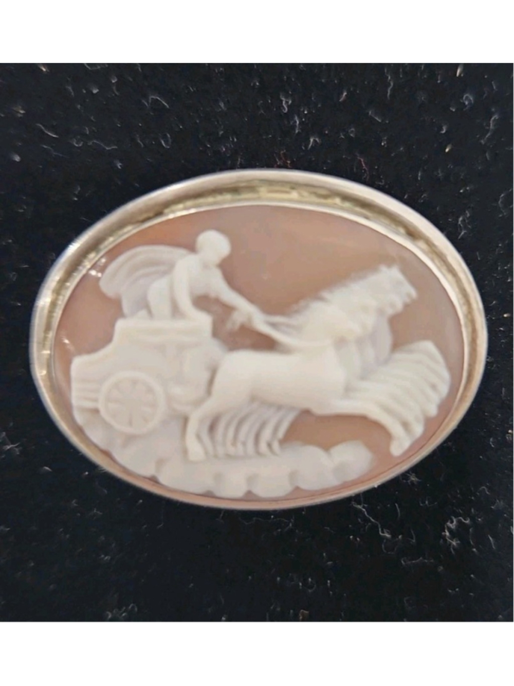 Antique Italian Carved Shell Cameo Brooch - Apollo's Sun Chariot, 925...
